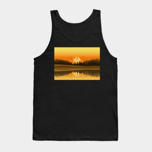 Peaceful River Sunset Forest 20 Sided Polyhedral Dice Sun TTRPG Landscape Tank Top